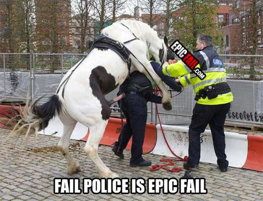 Epic police fail excited horse